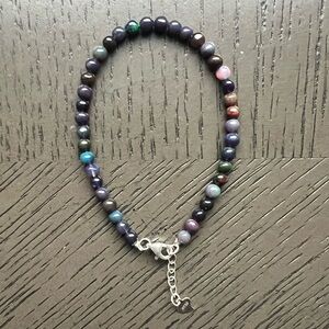 HQ Black opal adjustable bracelet 4mm SIZE 6.25-7’